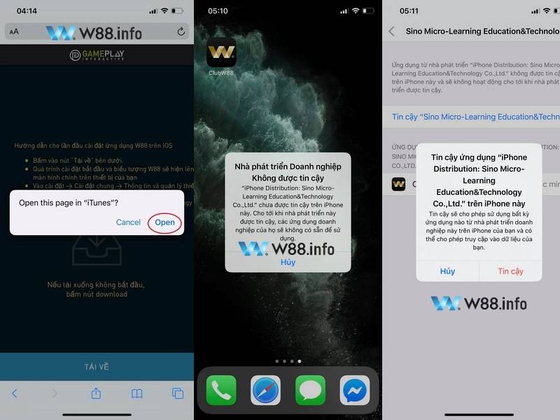Bước 2: Cài Đặt Ứng Dụng W88