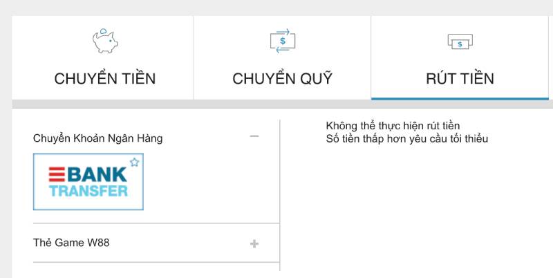 Bước 2: Click vào tab "rút tiền"