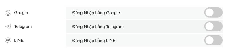 Đăng nhập bằng Google, Telegram hoặc Line