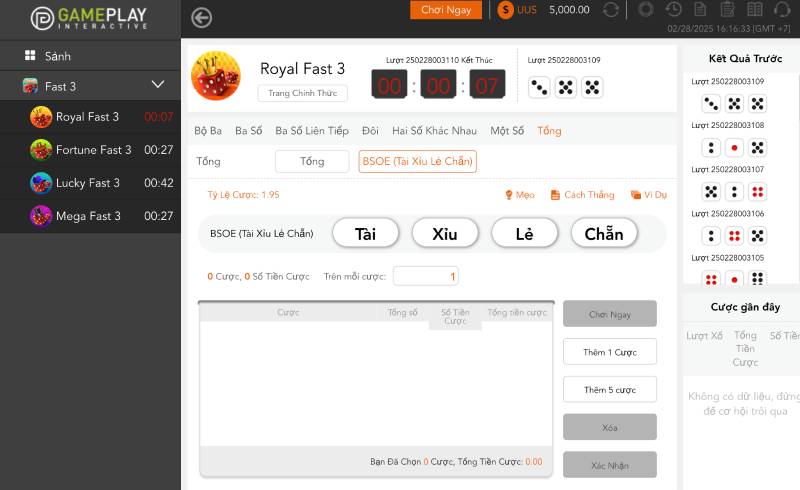 Mẹo chơi xổ số Fast 3 W88