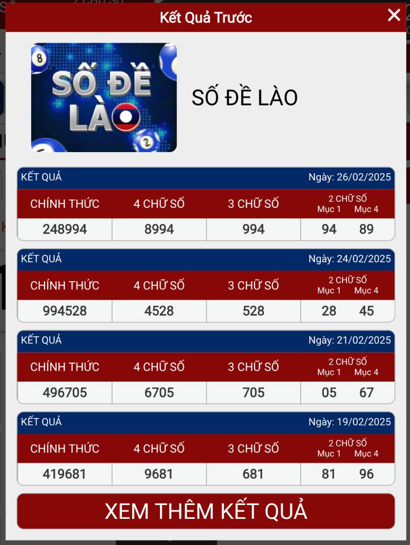 Thông tin kết quả cơ bản